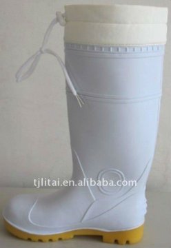 White PVC safety shoes with fur lining