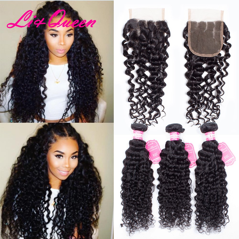 Brazilian Hair China Suppliers, Peruvian Deep Curly Wavy Hair bundle With Human Hair lace closure