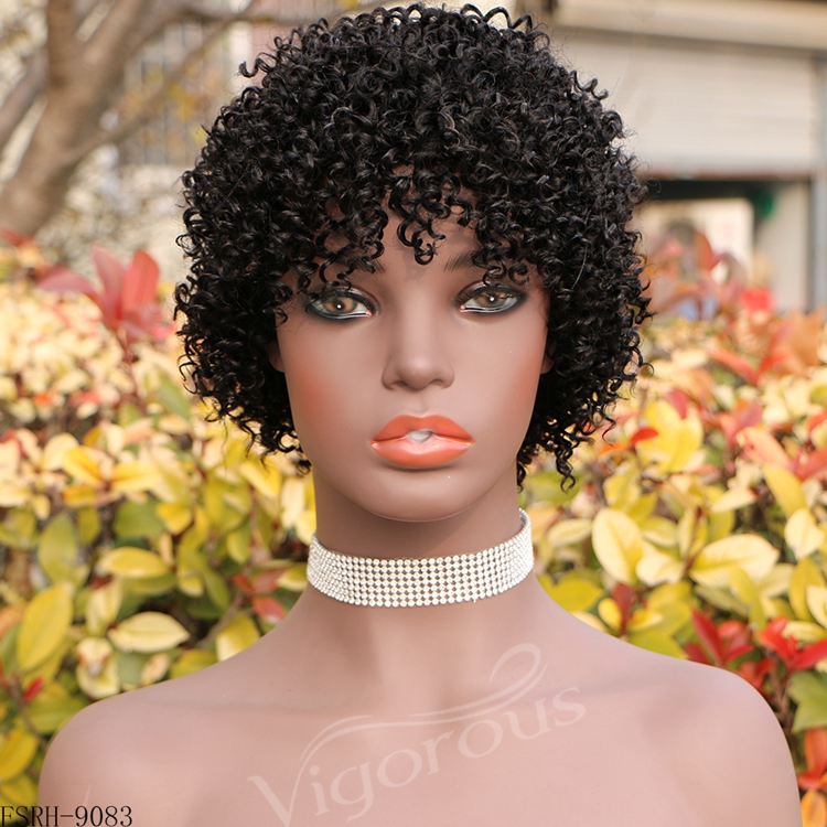 Short bob afro curly wholesale inch pixie cut wave black cheap glueless brazilian raw human hair wigs black women