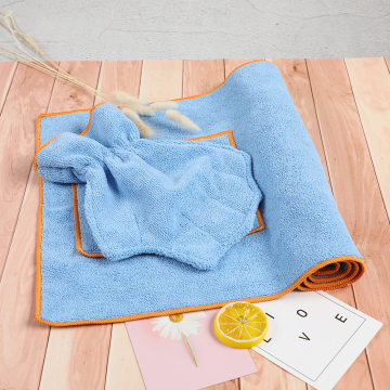 Super value microfiber towel and mitt suit
