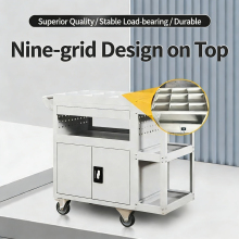 9 Grid Mobile Steel Tool Cart
