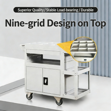 9 Grid Mobile Steel Tool Cart