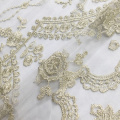 Tissu de broderie de dentelle de fil d&#39;or