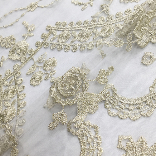 Golden Thread Lace Embroidery Fabric