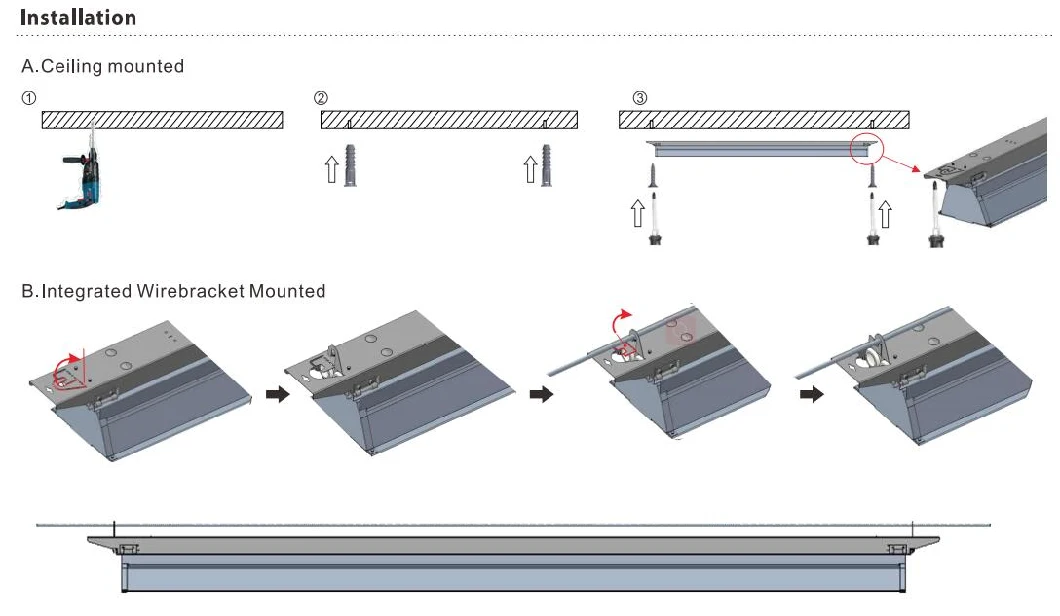 4000K 5000K 6000K LED Linear Light Spacecraft for Industrial and Commercial