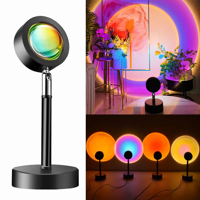 USB Sunset Projector Lamp - LED Rainbow Night Light for Home