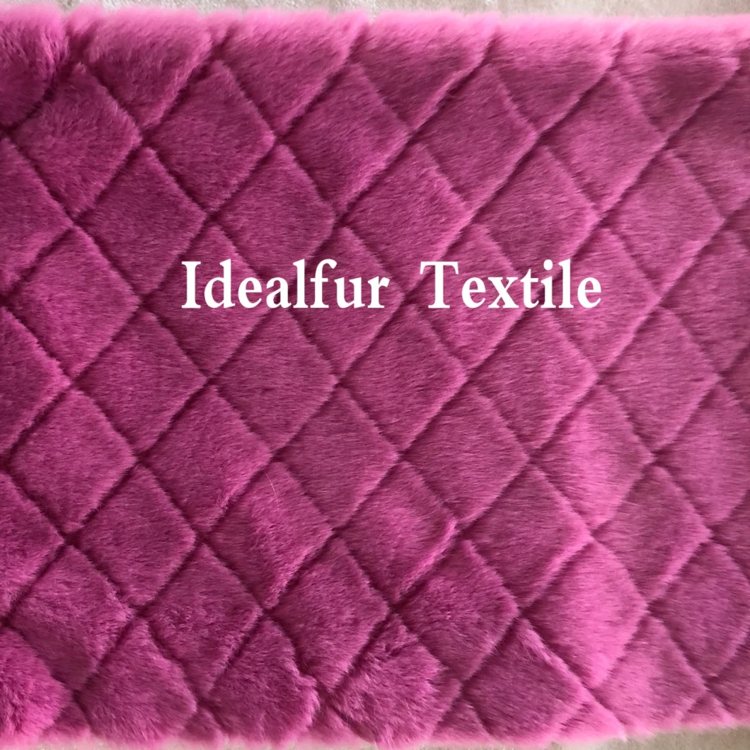 100% Polyester Embossed Imitation Rabbit Fur