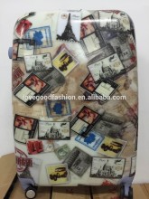 2016 Postage Stamps Printing Cheap Travel Trolley Womens Carry On Luggage PC+ABS