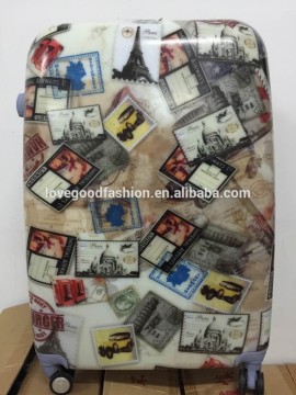 2016 Postage Stamps Printing Cheap Travel Trolley Womens Carry On Luggage PC+ABS