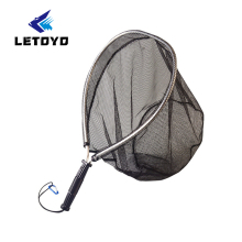 LETOYO Black Rustproof Knotless Net Stainless Handle Nylon Fishing Landing Net