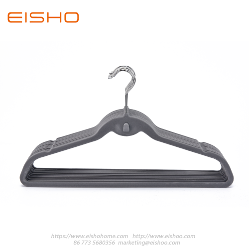 Grey Space-saving Velvet Coat Hanger With Tie Hook