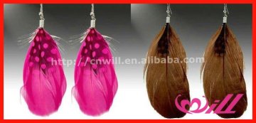Fashion Jewelry Big Pink Feather Earring Silver Earring