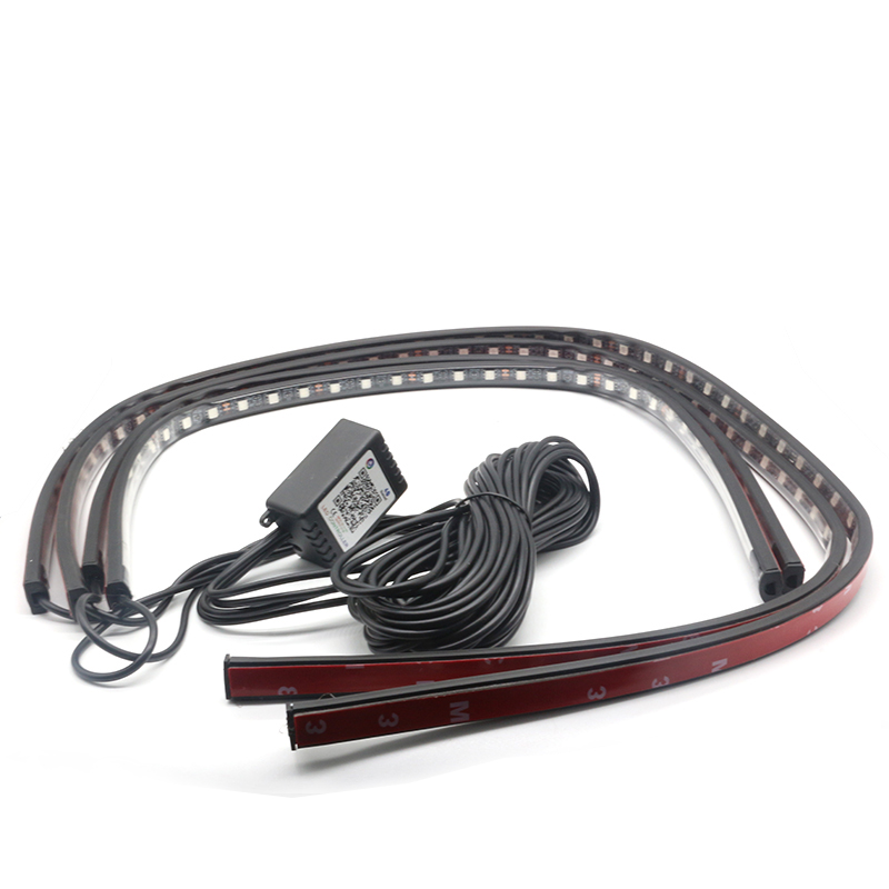 4pcs APP remote voice Control Car LED Chassis flexible strip RGB Underbody Glow Car Atmosphere Light  under auto ambient light