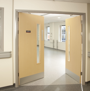 Fire Rated Wooden Double Leaf Security Doors for Hotels, Schools, and Hospitals