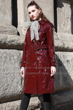 Lady Patent Leather Long Coat