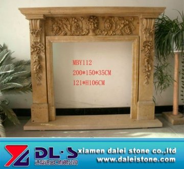 Beige Marble fireplace mental