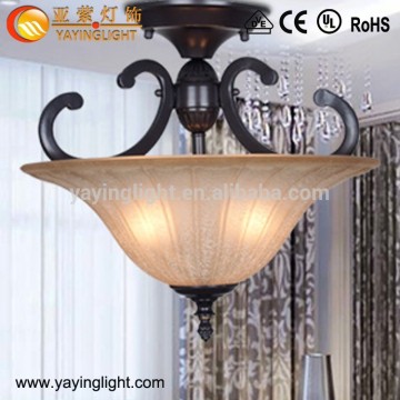 Hotel Rooms indoor wrought Iron glass ceiling lamps,Retro wrought Iron glass ceiling lamps