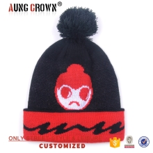 custom cheap fashion jacquard winter hat with pompom