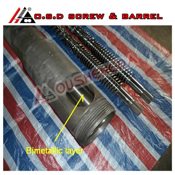 65/132 conical twin screw barrel/bimetallic screw barrel/ screw barrel for extruder machine