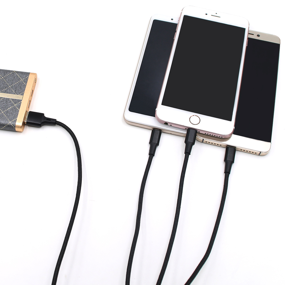 Yijiashishang 120CM Multi 3 in 1 Nylon usb charging Cable for iPhone,Micro USB,USB-C with CE ROHS