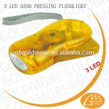 Waterproof 3 LED hand pressing flashlight, Shake torch Led Dynamo Hand Crank flashlights, Dynamo flashlight