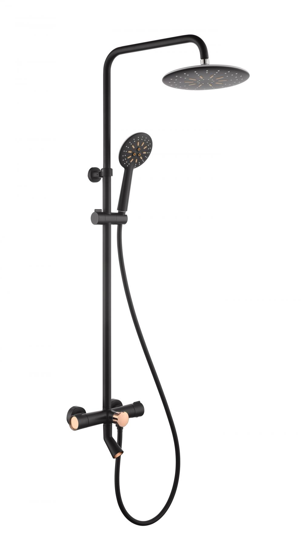 Matt Black Rose Gold Exposed Shower Faucet Set