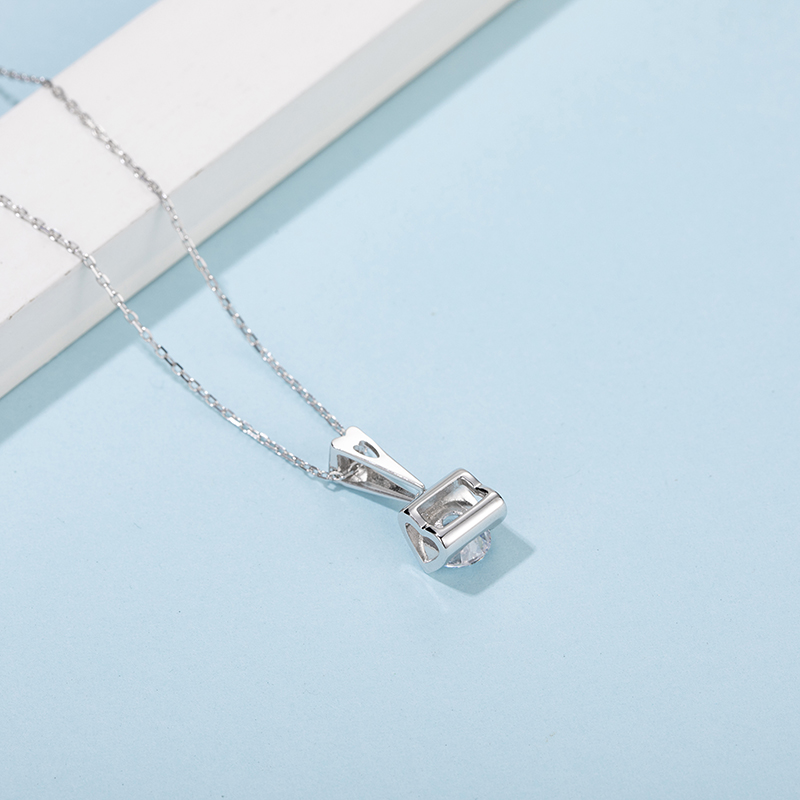 Luxury  925 Sterling Silver Moissanite Diamond Pendant Women Heart Shape Hollow Setting Large Diamond Wedding Party Necklace