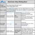 Toko -toko supermarket Aluminium Alloy Rolling Shutter Door