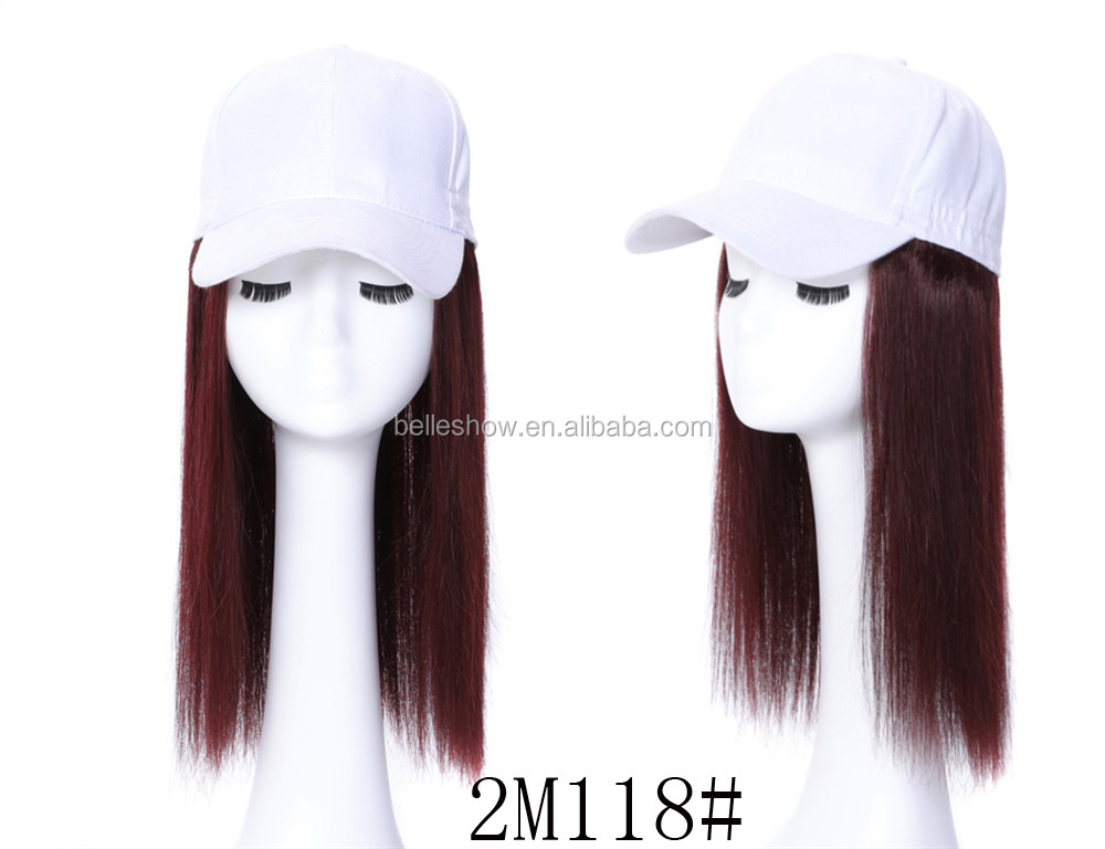 Hot sell human hair long straight hair hat wig bobo head baseball hat wig short straight wig head cover black baseball hair