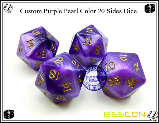 Custom Purple Pearl Color 20 Sides Dice Custom Purple Pearl Color 20 Sides Dice