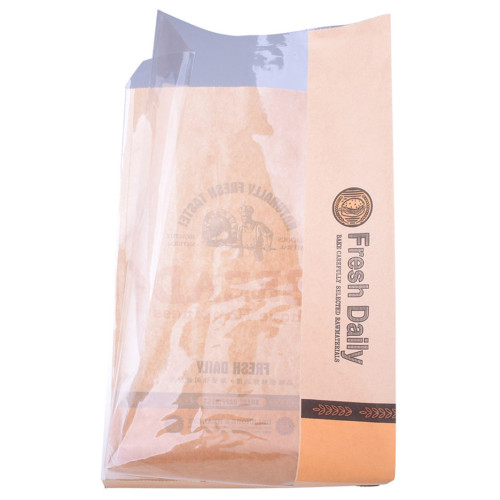 Resirkulerbar tilpasset utskrift Kraft Paper Bread Gusset Pouch med klart vindu