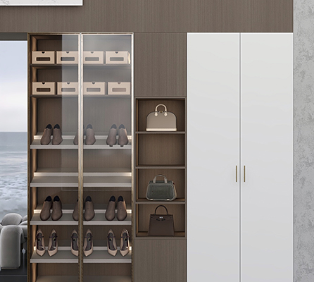 Modern white wooden corner bookcase with computer desk 