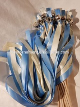 Wedding Ribbon Bell Wands ~ pick colors ~ Shown in Cornflower & Ivory