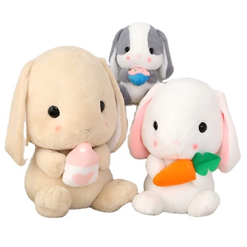 Stuffed Plush Lop-Eared Bunny Rabbit with Carrot - OEM Factory Toy Pillow