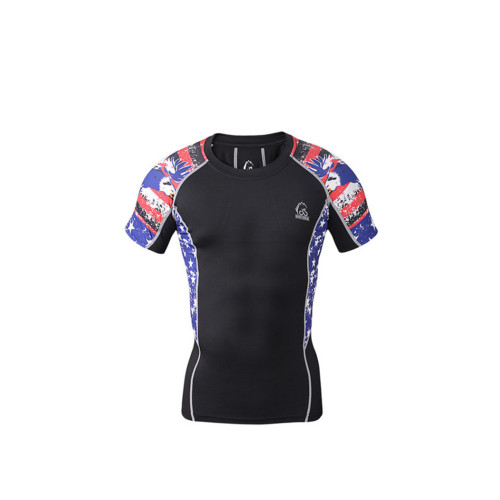 custom printed sports gym fit skin compression tshirt