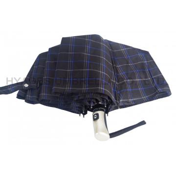 Navy Check Print 3 Folding Umbrella