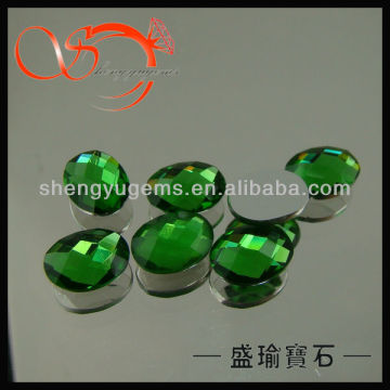 6x8mm oval shape green flat back glass stone wholesale