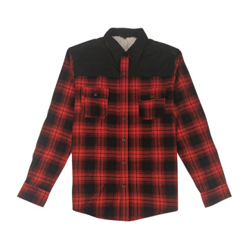 Winter Warm Camouflage Flannel Sherpa Lined Red Plaid Jacket for Men