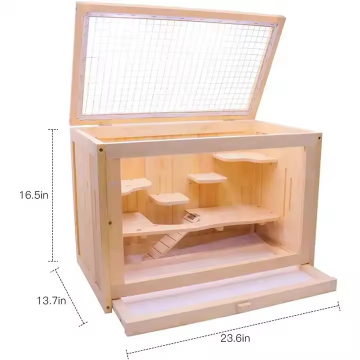 Eco-Friendly Small Solid Natural Wood Hamster Cage for Dwarf Hamsters