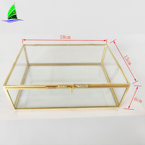 Rectangle indoor plant copper geometric terrarium decoration