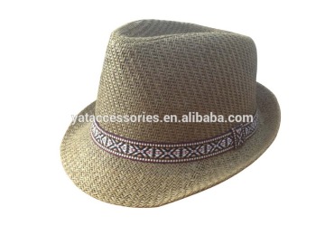 Unisex light brown color cut & sewn fabric hats, new design fedora hats, cheap hats
