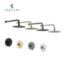 Bathroom Luxury Rainfall Shower System with Brushed Nickel Finish - Wall Mounted Shower Head and Faucet Combo