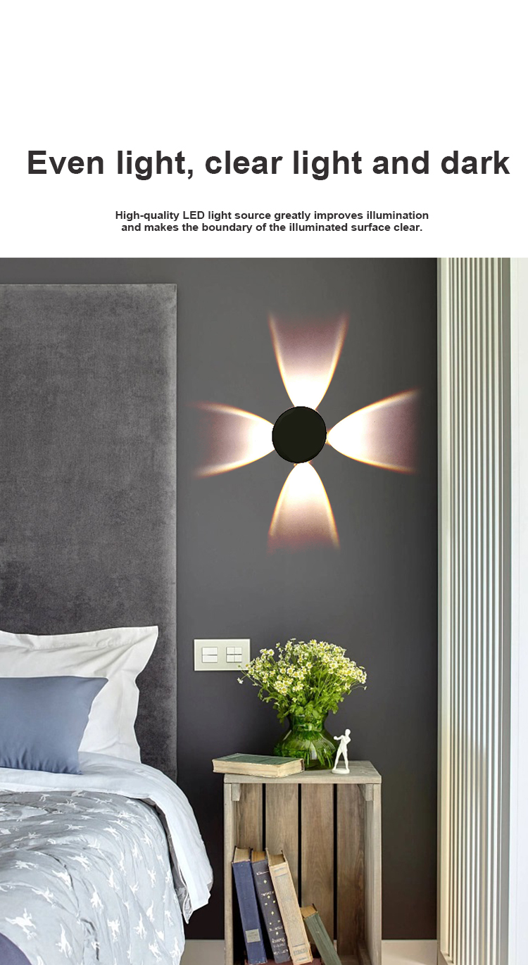 4*1W Outdoor Lights Wall Mounted Aluminum Wall Lamps Bedside Decoration Lighting For Home Hotel
