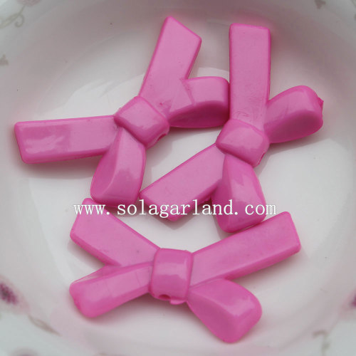 Solid Colors Bowtie Ribbons Plastic Charm Beads