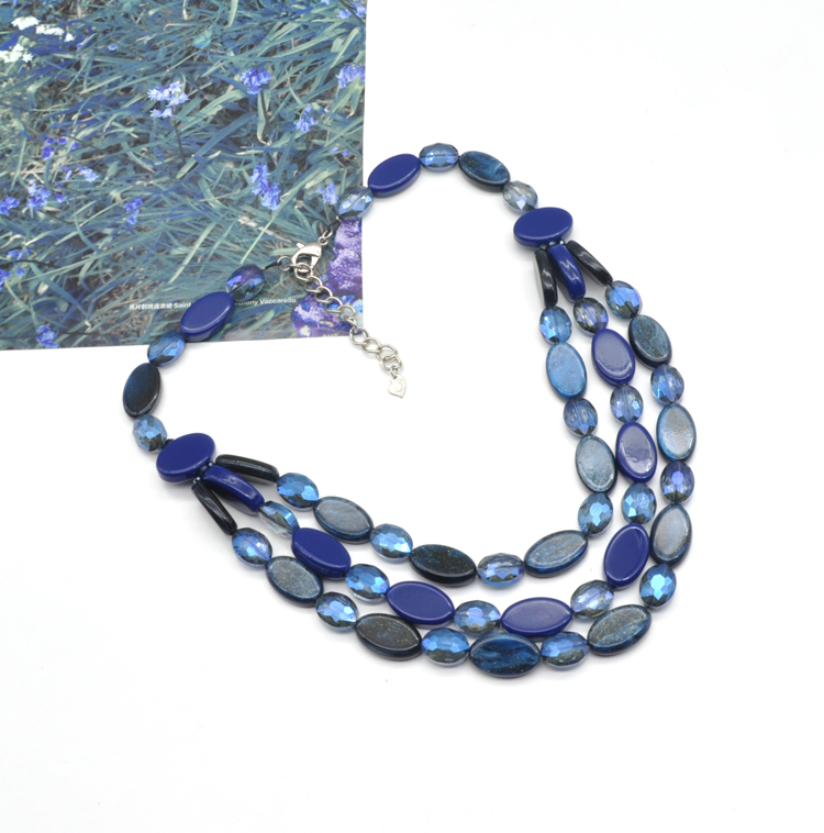 2021 Spring summer collection 3 layers acrylic flat beads link chain women necklace