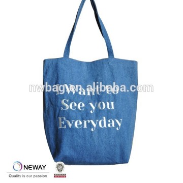 2015 Factory Good Quality Denim Tote Bag/Printed Logo Denim Tote Bag/Custom Printed Logo Denim Tote Bag