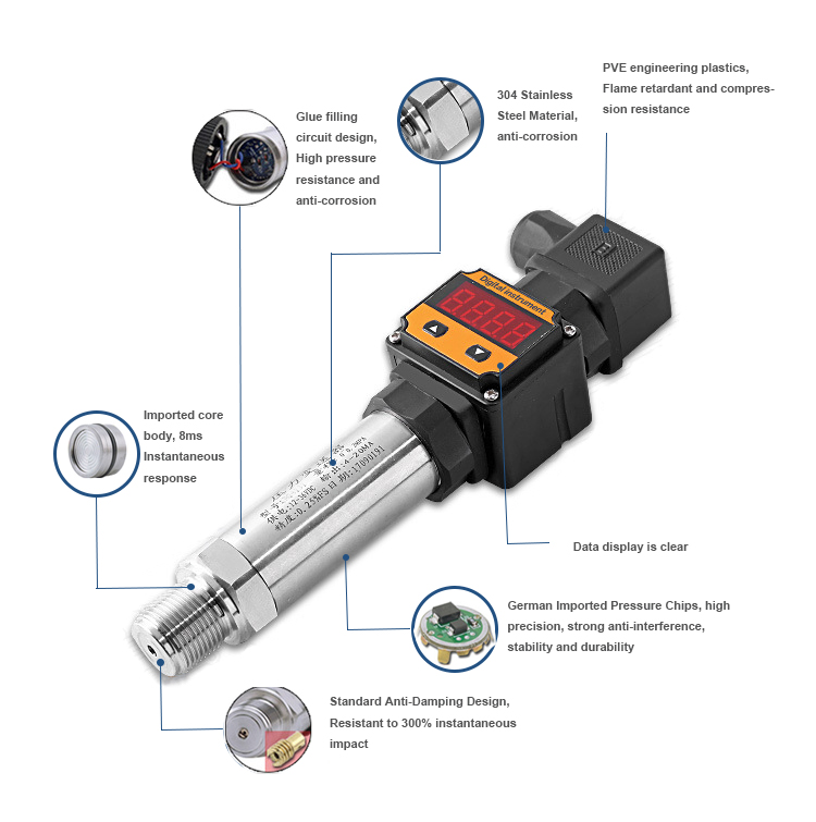 OEM pressure transmitters 4-20mA water oil air steam  pressure sensors for industry