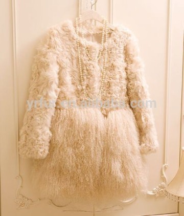 YR131 High Quality Tbetan Lamb Fur Coat/Lamb fur and Mongolian Lamb Fur Coat