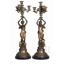 Outdoor Garden Ornament metal craft cast bronze lady sculpture lamp