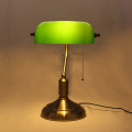 LEDER groen glas messing tafellamp